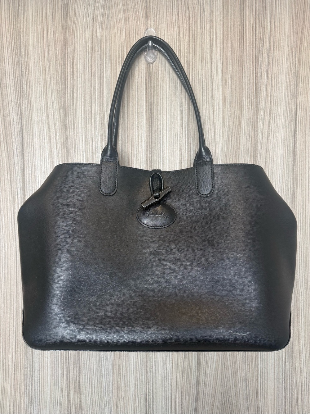 Longchamp Roseau Black Leather Tote Bag – Red Interior - Picture 6 of 14